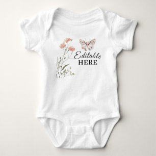 Body Para Bebê Boho Floral Borboleta Flor Silvestre