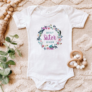 Body Para Bebê Boho Floral Wreath Best Sister