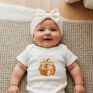 Body Para Bebê Boho Patchwork Abóbora Novo no Pomar Recém-Nascido
