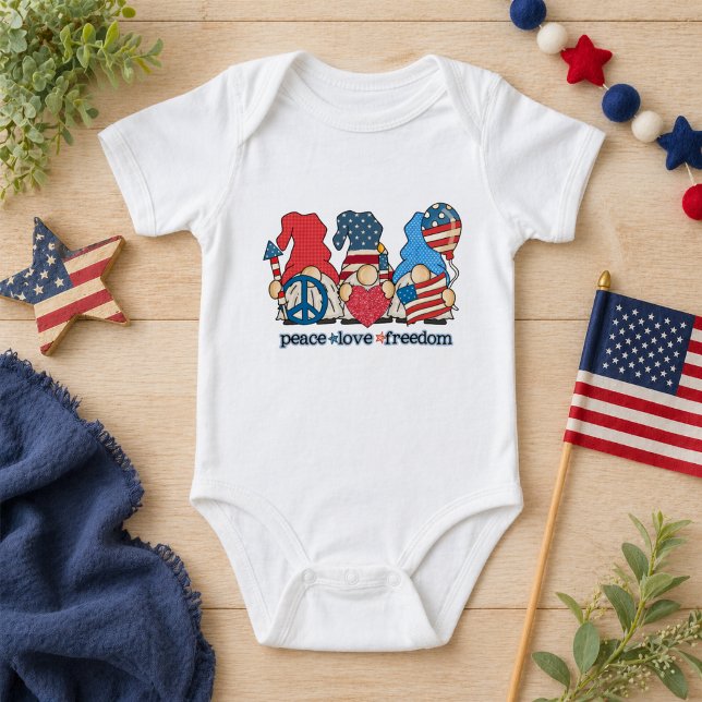 Body Para Bebê Boho Patriotic Gnomes (Criador carregado)