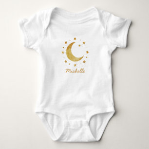 Body Para Bebê Boho Personalizado Aquarela Lua & Estrelas – Fofo