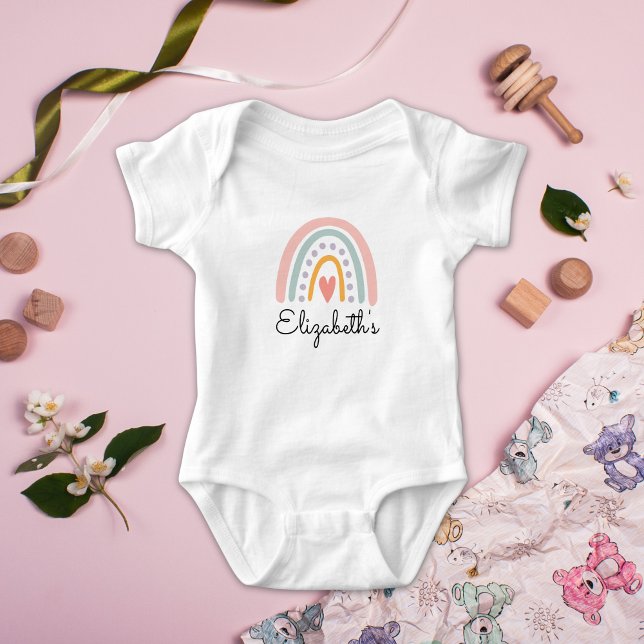 Body Para Bebê Boho Rainbow Baby Girl | Pastel Minimalist Baby  (Criador carregado)