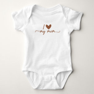 Body Para Bebê Boho Terracotta Brown & Beige Pontos "Eu Amo Minha