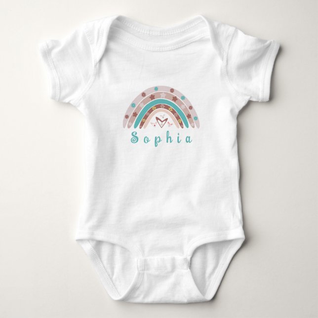 Body Para Bebê Boho Trendy Rainbow com Nome Personalizado (Frente)