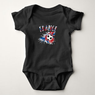 Body Para Bebê Bola de Futebol Grunge da Bandeira da França