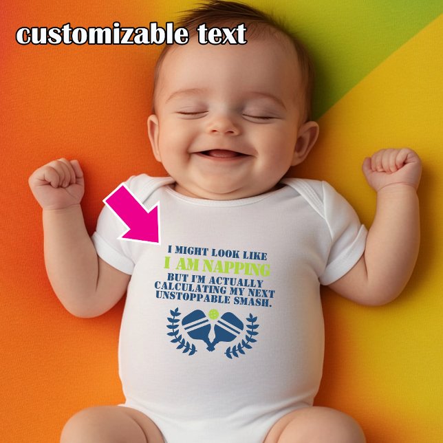 Body Para Bebê Bola de picles adormecida (Cute and funny baby pickleball bodysuit)