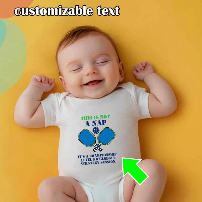 Body Para Bebê Bola de picles adormecida (Funny pickleball baby t shirt with customizable text)