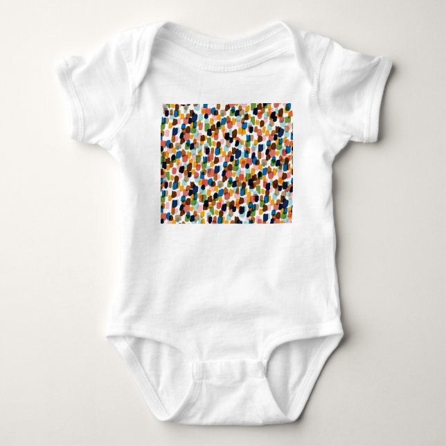 Body Para Bebê Bolinhas: Tinta Mão Multicolorida. (Frente)