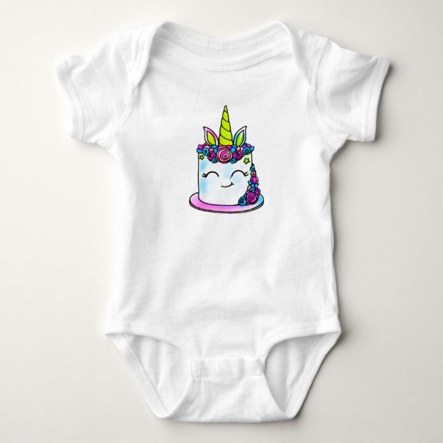 Body Para Bebê Bolo de aniversário (Frente)