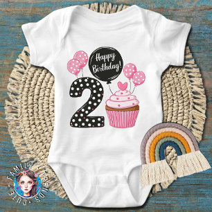 Body Para Bebê Bolo de Aniversário de 2 anos 