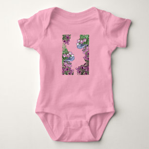 Body Para Bebê Bolotas de Flores de Arte Folclórica