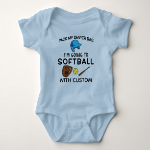 Body Para Bebê Bolsa de fraldas macia de softball com personaliza