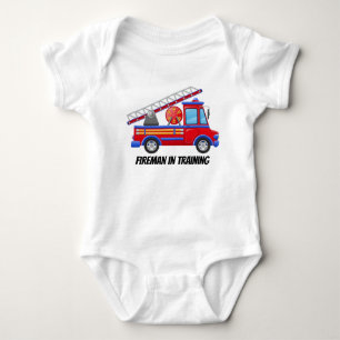 Body Para Bebê Bombeiro bonitinho no caminhão de treino