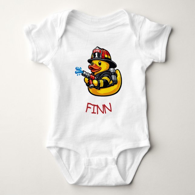 Body Para Bebê Bombeiro Pato de Borracha (Frente)