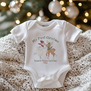 Body Para Bebê Boneco de Neve Fofo e Rena Meu Primeiro Natal