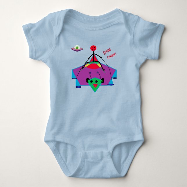 Body Para Bebê Bonita Alienígena Bebê - Bebê-Vaqueiro (Frente)