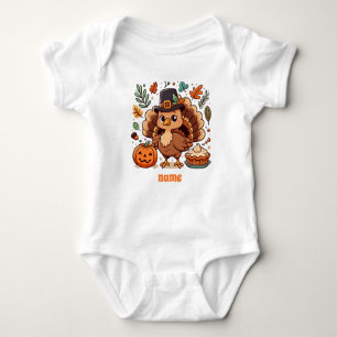 Body Para Bebê Bonita Cartoon, peru e abóbora