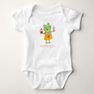 Body Para Bebê Bonita Engraçada Menina Sapo Rosa Menina Bebê Bone