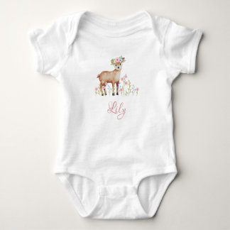 Body Para Bebê Bonita Fawn Personalizada Baby Girl Jersey