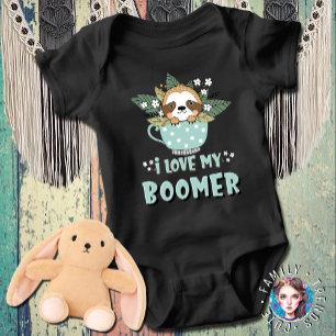 Body Para Bebê Bonita Floral Kawaii Raccoon I Love My Boomer