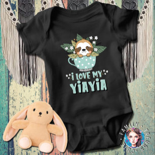 Body Para Bebê Bonita Floral Kawaii Raccoon I Love My Yiayia