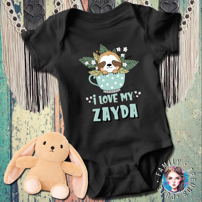Body Para Bebê Bonita Floral Kawaii Raccoon I Love My Zayda (Criador carregado)