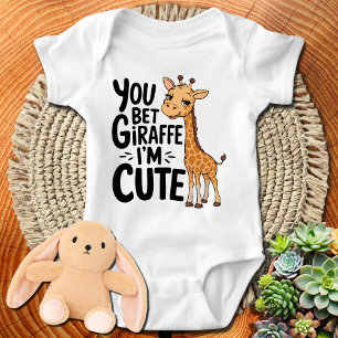 Body Para Bebê Bonita Girafa, tu apoias a Girafa, eu sou bonita