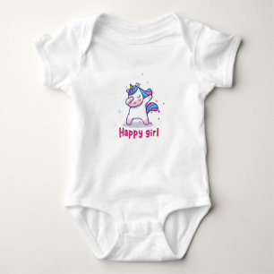 Body Para Bebê Bonita Kawaii Colorida Rainbow Unicorn Happy Girl
