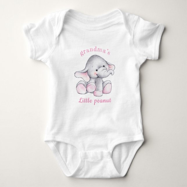 Body Para Bebê Bonita Menina Elefante Pequena Roupa De Amendoim (Frente)