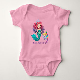 Body Para Bebê Bonita princesa de sereia de tubarão arco-íris cri