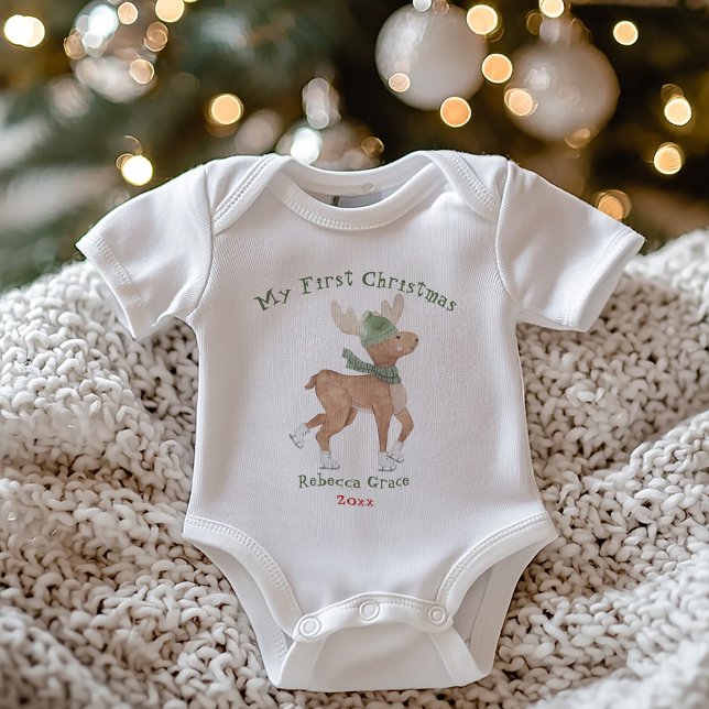 Body Para Bebê Bonita Reindeer Meu Primeiro Natal (Criador carregado)