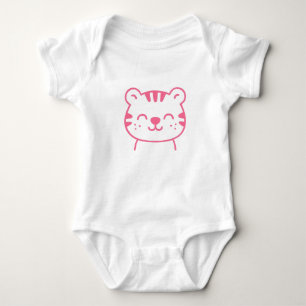 Body Para Bebê Bonita Tigre Rosa, Cinza, Bebê De Fato