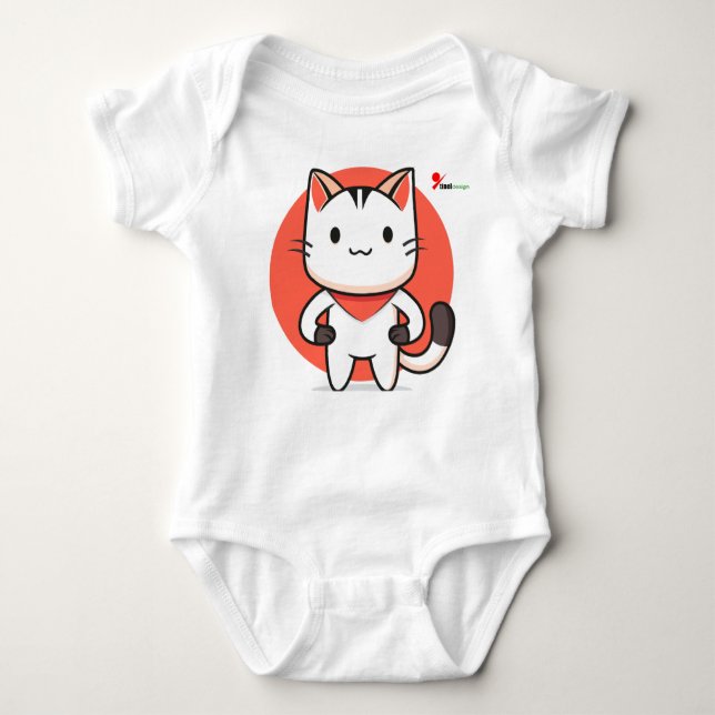 Body Para Bebê Bonitinho de Gato Adorável - Design de Gatinho Gat (Frente)