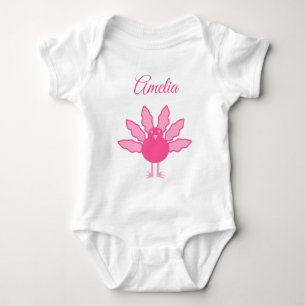 Body Para Bebê Bonito Bebê Rosa, Ação de Graças Personalizada Tur