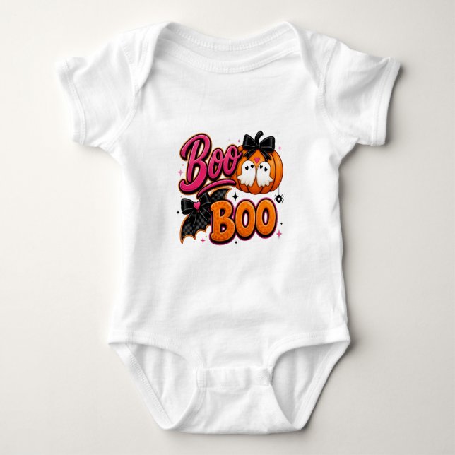 Body Para Bebê Bonito Boo Boo de Halloween  (Frente)