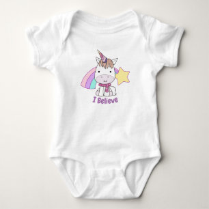 Body Para Bebê Bonito Cartoon Bebê Unicórnio e Arco-íris