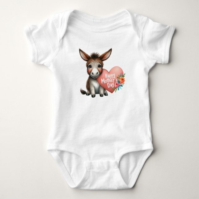 Body Para Bebê Bonito Dia de as mães Donkey (Frente)