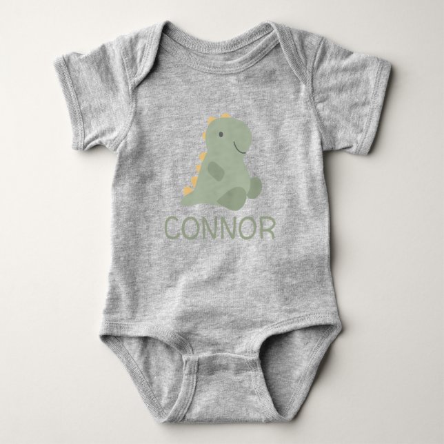 Body Para Bebê Bonito Dinossauro Personalizado, Bebê-Roupa (Frente)
