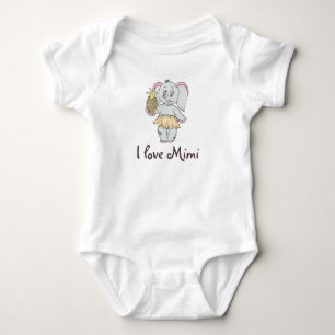 Body Para Bebê Bonito Elefante Moderno Rosa Eu adoro Mimi