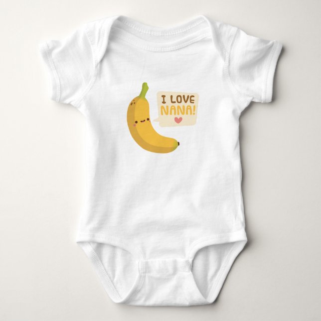 Body Para Bebê Bonito Eu Adoro Nana Avó Banana Pun (Frente)