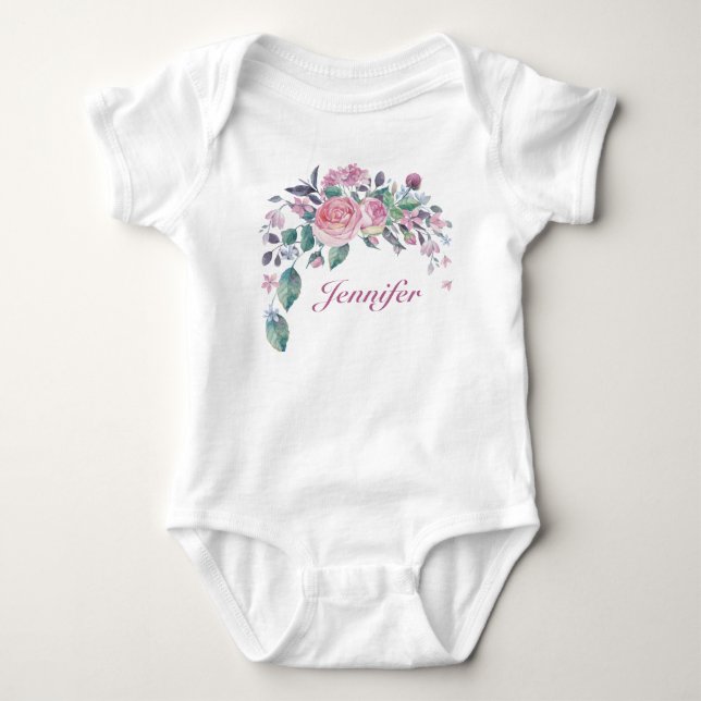 Body Para Bebê Bonito Floral Personalizada Baby Girl (Frente)