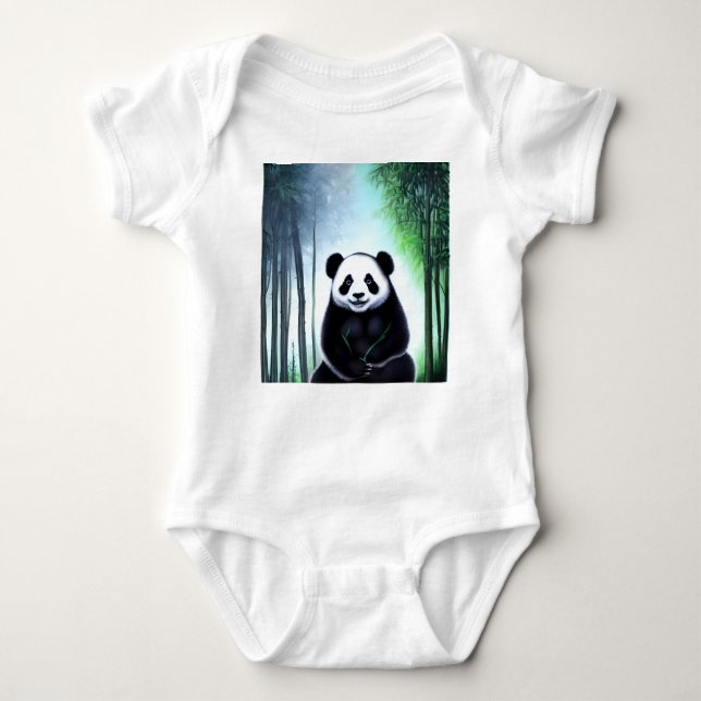 Body Para Bebê Bonito, Fofinho Pequeno Urso de Panda (Frente)