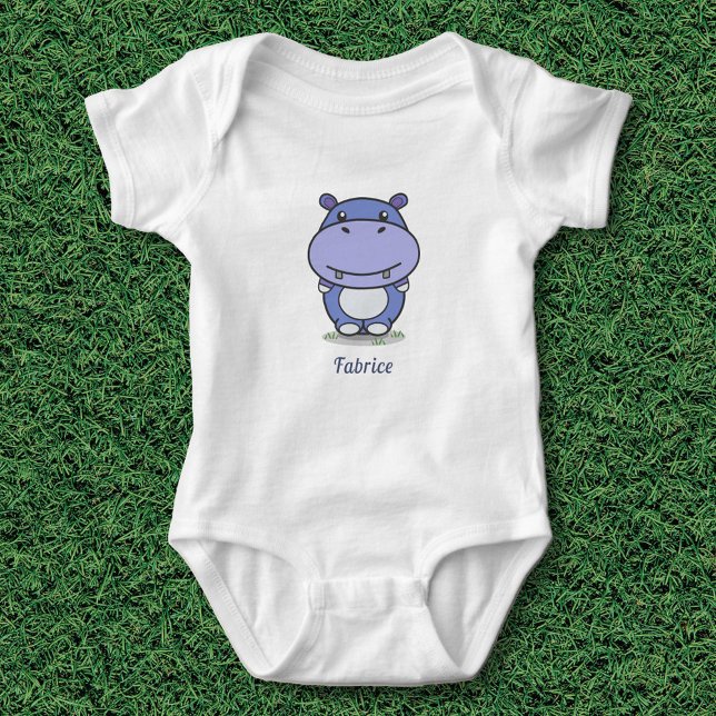 Body Para Bebê Bonito Hippo Baby Bodyfit (Cute Hippo Baby Bodysuit)