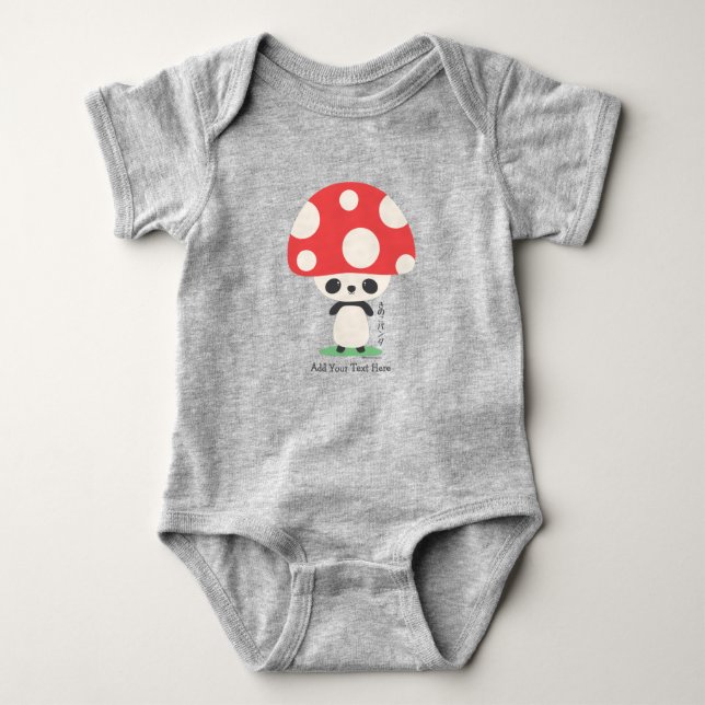 Body Para Bebê Bonito Kawaii Japonês Kinoko Mushroom Panda  (Frente)