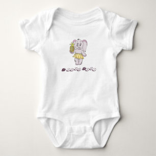Body Para Bebê Bonito Namorado Elefante Moderno Rosa Eu amo Mimi