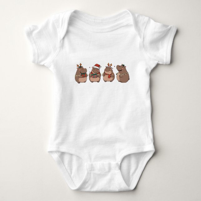 Body Para Bebê Bonito Natal Pigmeus Hippo Moo Deng (Frente)