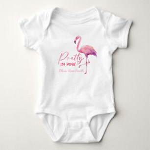Body Para Bebê Bonito no terno de Chá de fraldas Flamingo Rosa