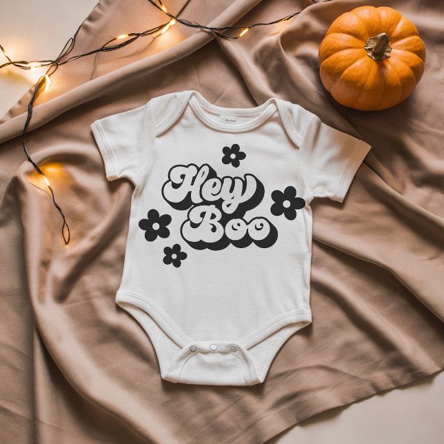 Body Para Bebê Boo Bebê Roupa De Bebê - Fita De Bebê De Halloween (Hey Boo Baby Bodysuit)