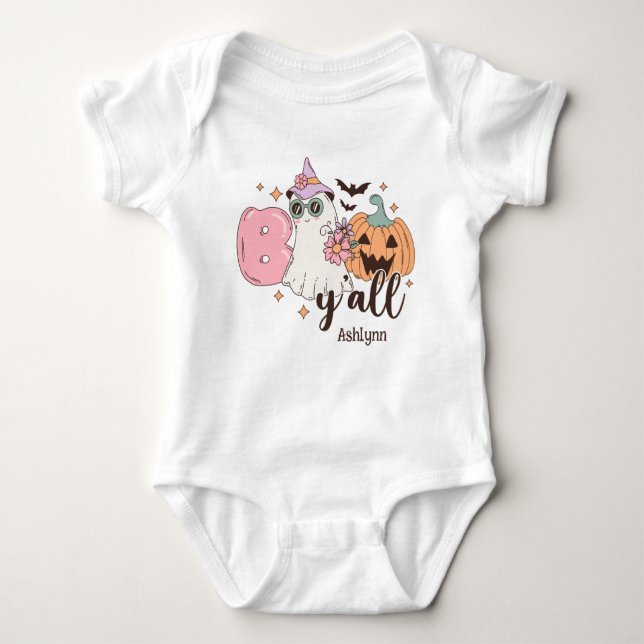 Body Para Bebê Boo Y'all Personalizado Halloween (Frente)