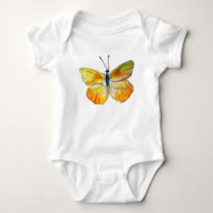 Body Para Bebê Borboleta Amarela Desenho de AquarelaJersey Bodyfa